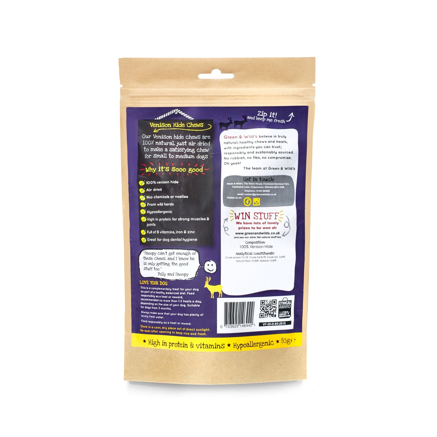 Green & Wild's Venison Hide Chews (85g)