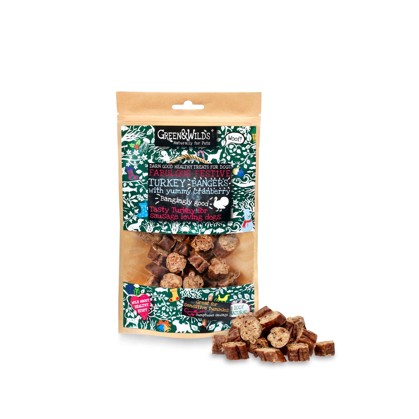 Green & Wild's Turkey & Cranberry Christmas Bangers (75g)