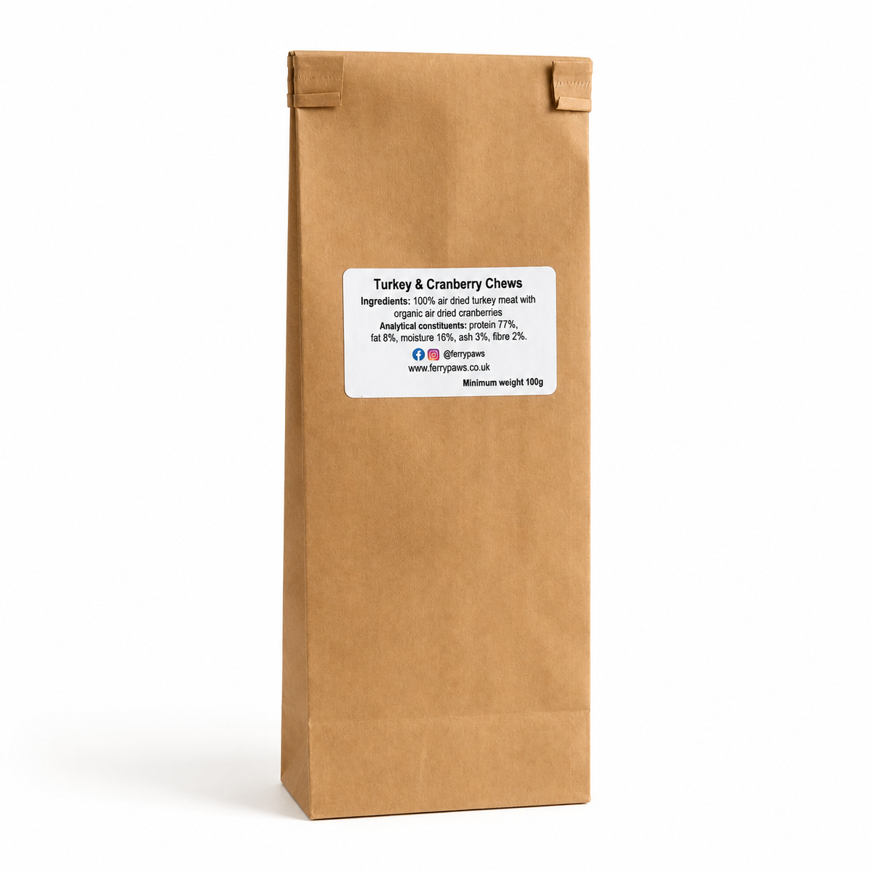 Ferry Paws' Turkey & Cranberry Chews (100g) - any 3 for £12!
