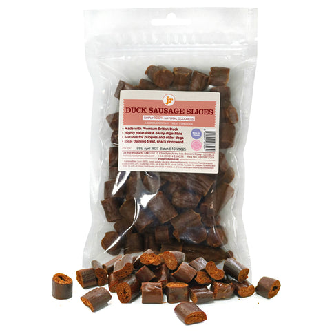 JR Pet Products Premium British Duck Sausage Slices 250g