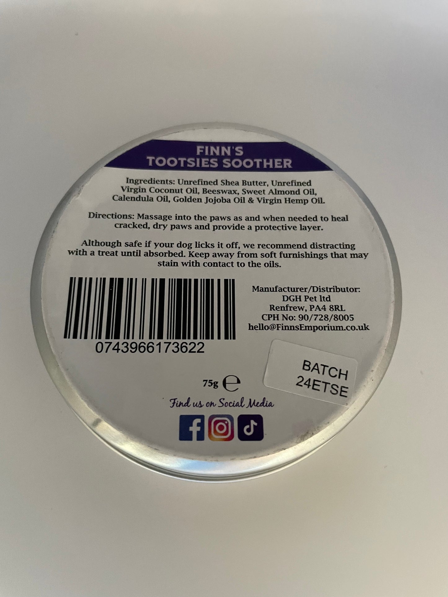 Finn's Emporium Finn's Tootsies Soother Natural Paw Balm