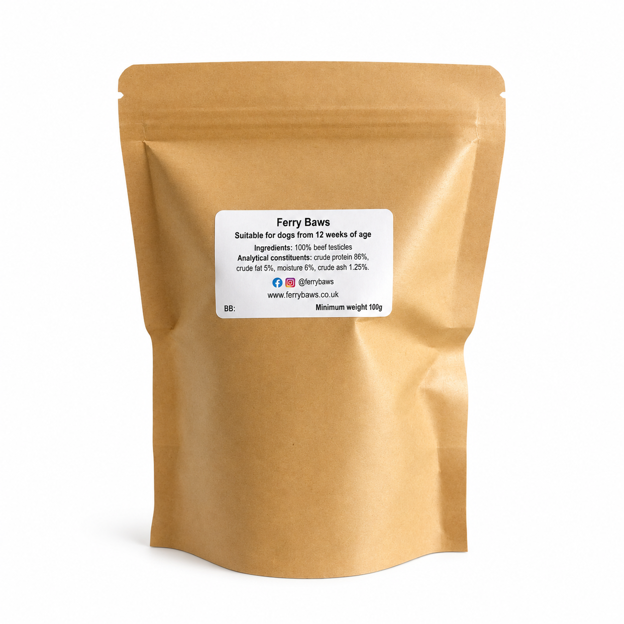 Ferry Baws - 100% beef testicles (100g) - any 3 for £12!