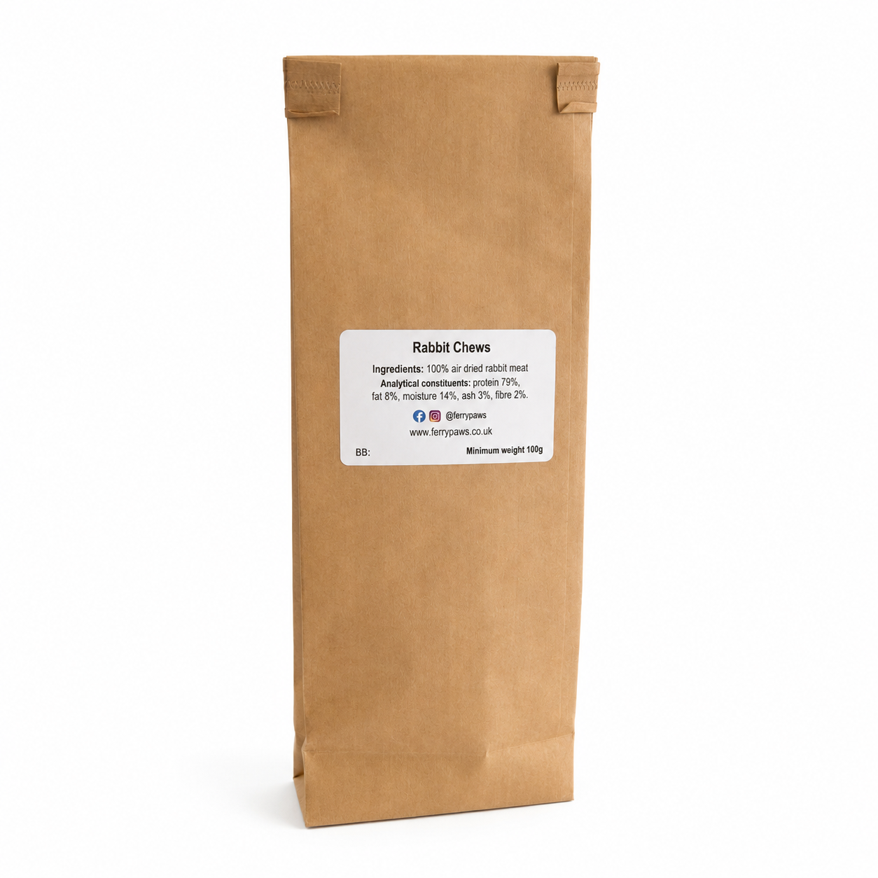 Ferry Paws' Rabbit Chews (100g) - any 3 for £12!