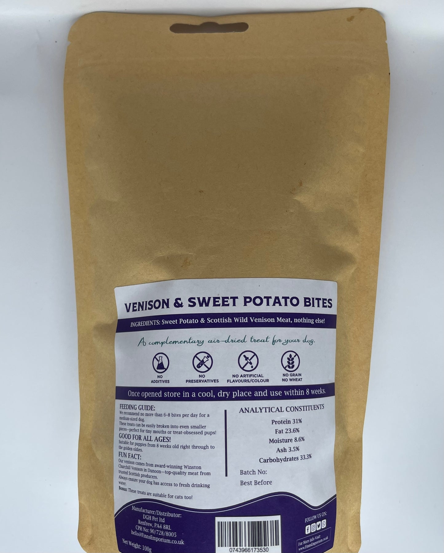 Finn's Emporium Venison & Sweet Potato Bites (100g)