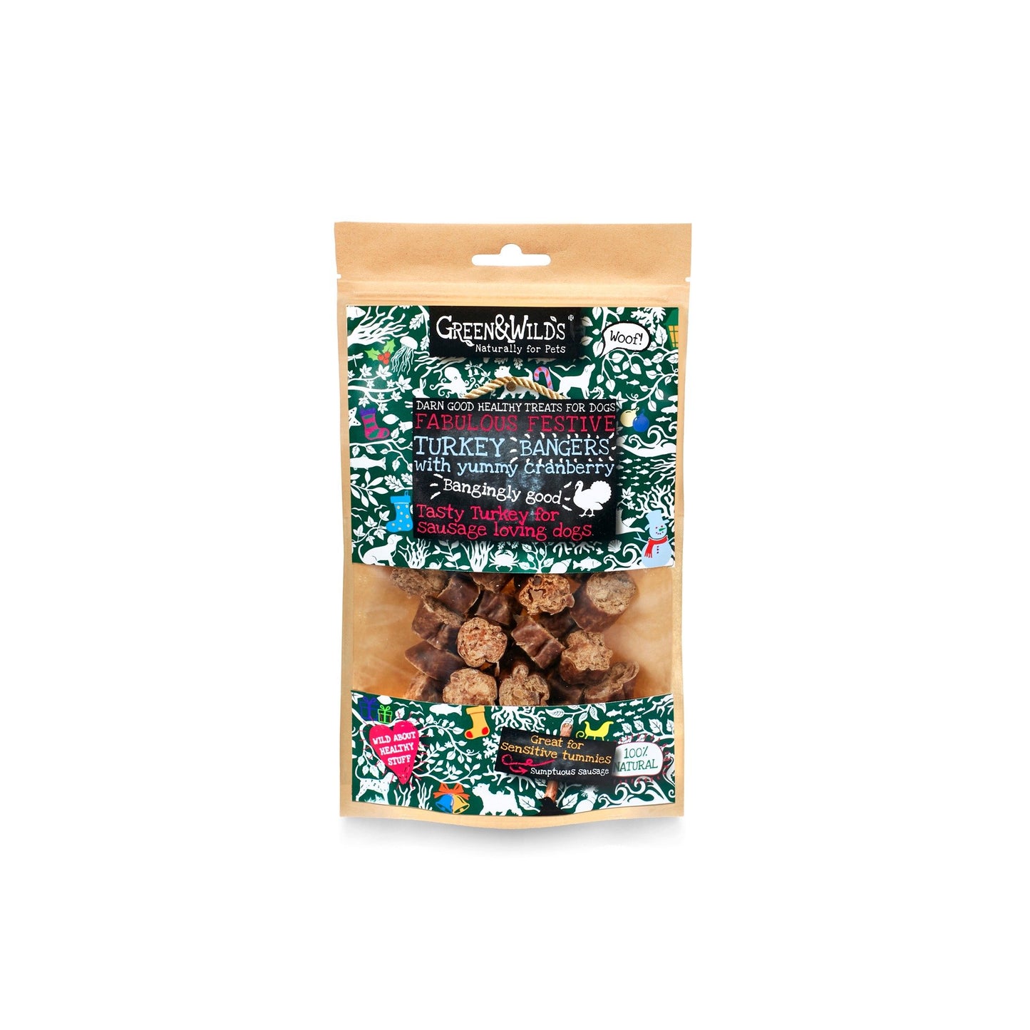 Green & Wild's Turkey & Cranberry Christmas Bangers (75g)