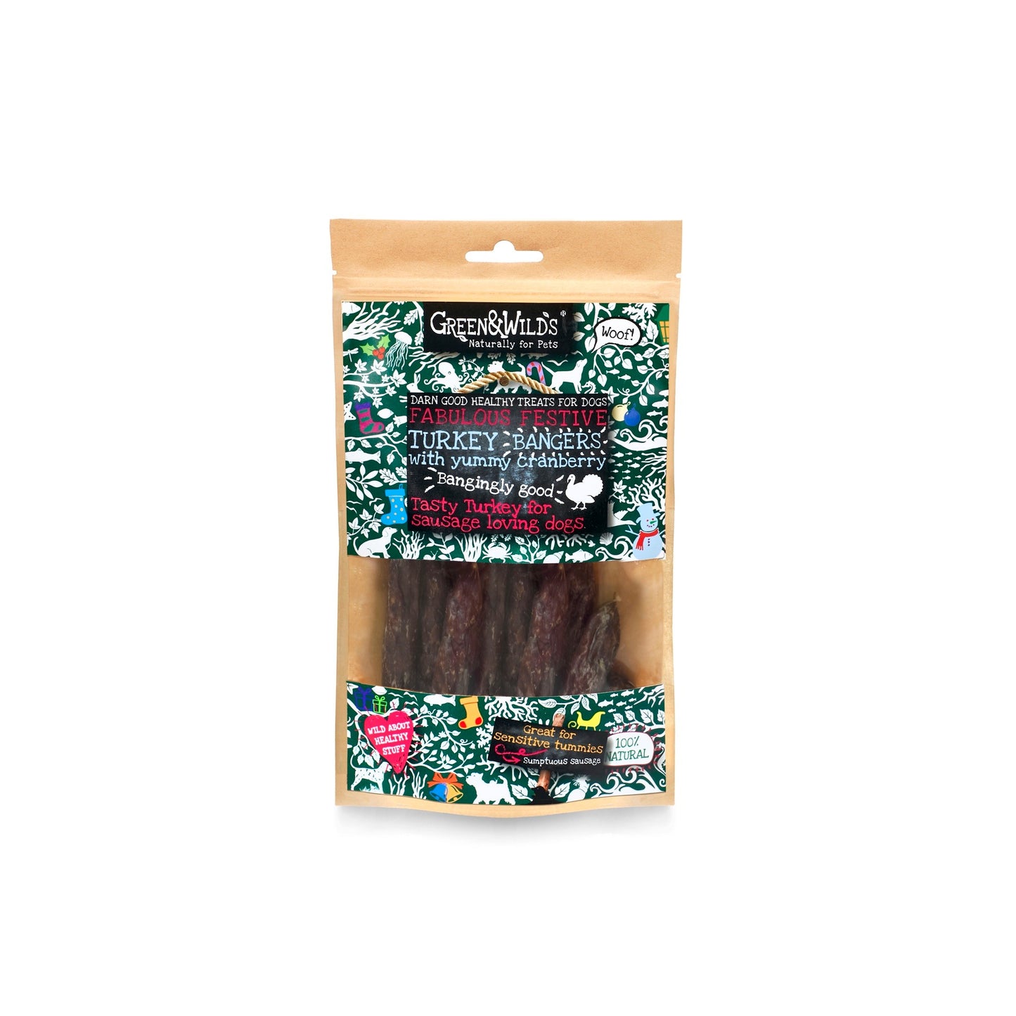 Green & Wild's Turkey & Cranberry Christmas Bangers (75g)