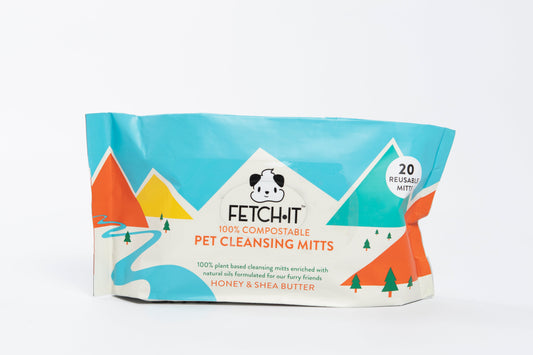 FETCH.IT 100% Compostable Plant-based Pet Cleansing Mitts (Wipes)