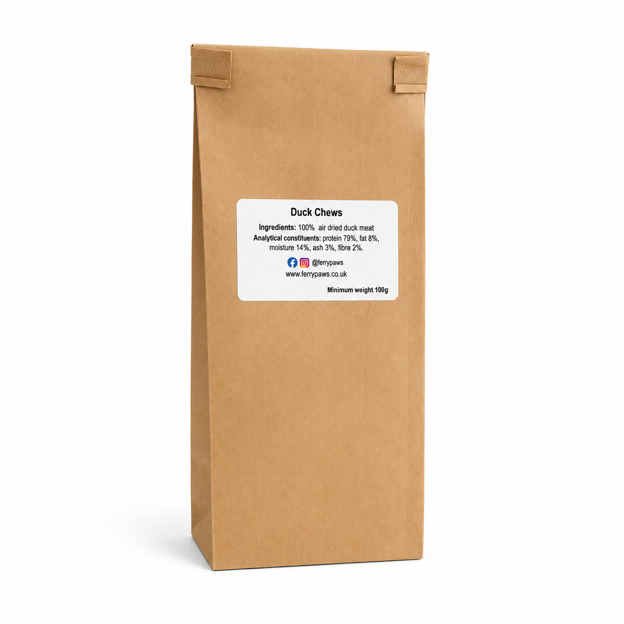Ferry Paws' Duck chews (100g) - any 3 for £12!