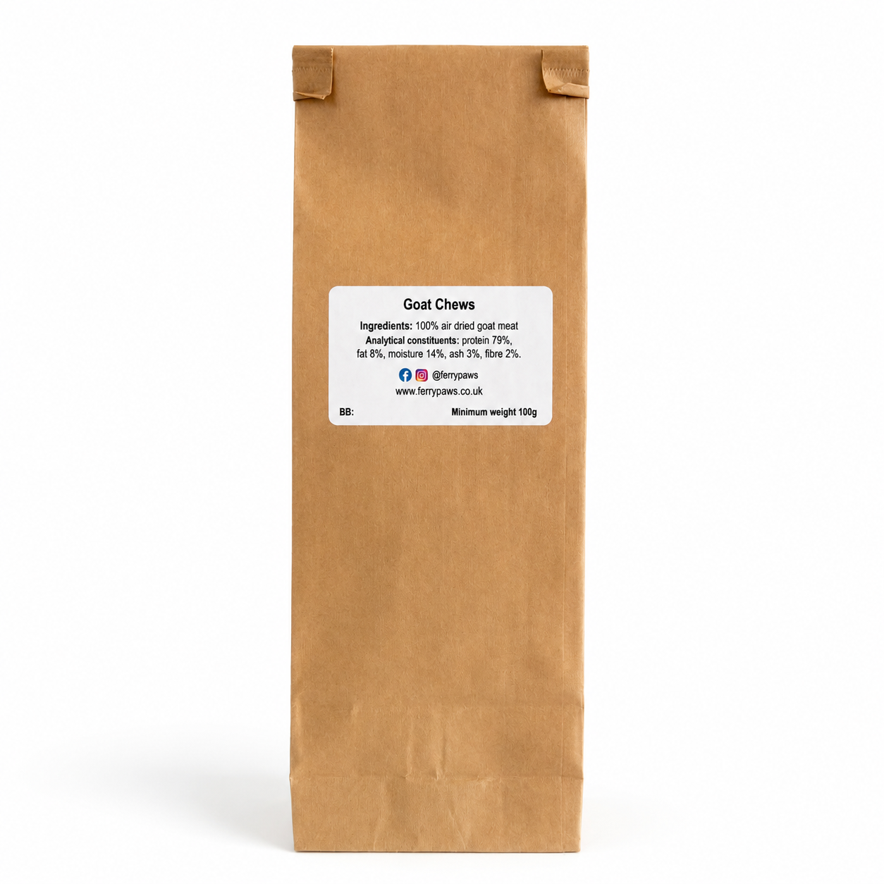 Ferry Paws’ Goat Chews (100g) - any 3 for £12!