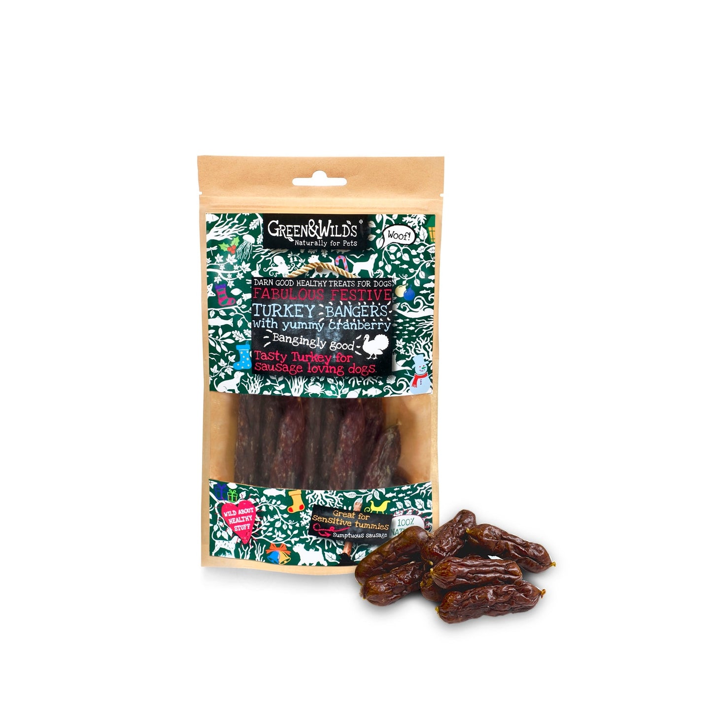 Green & Wild's Turkey & Cranberry Christmas Bangers (75g)