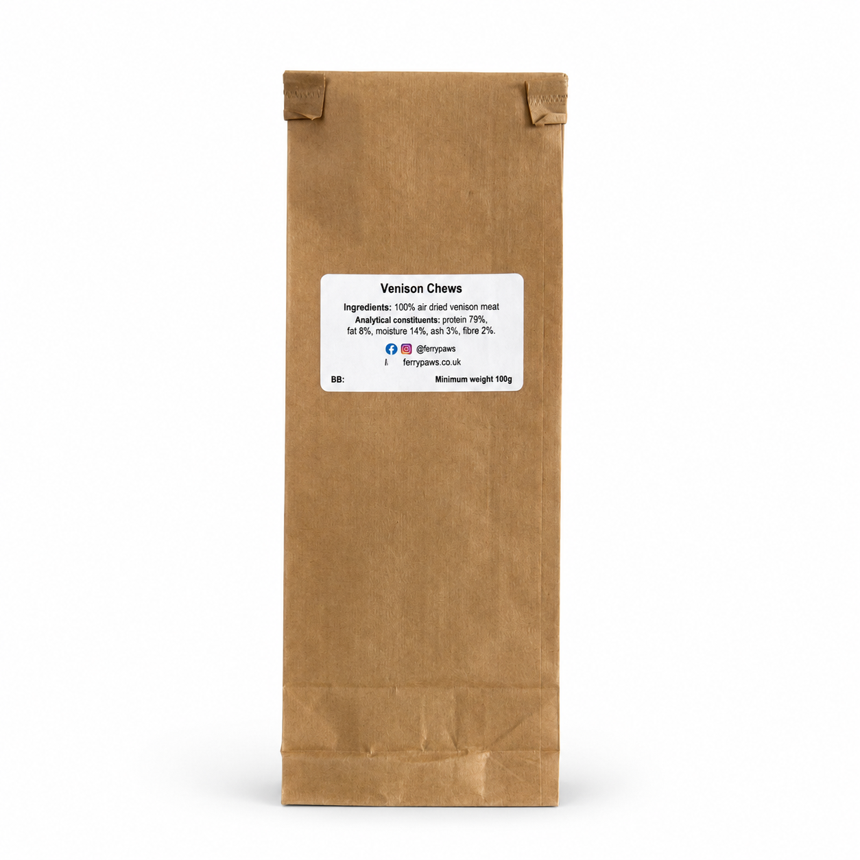 Ferry Paws' Venison Chews (100g) - any 3 for £12!