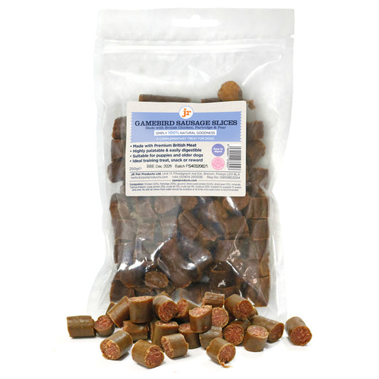 JR Pet Products Premium British Gamebird Sausage Slices 250g