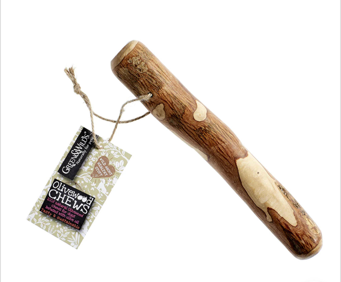 Green & Wild's olivewood chew large with tag