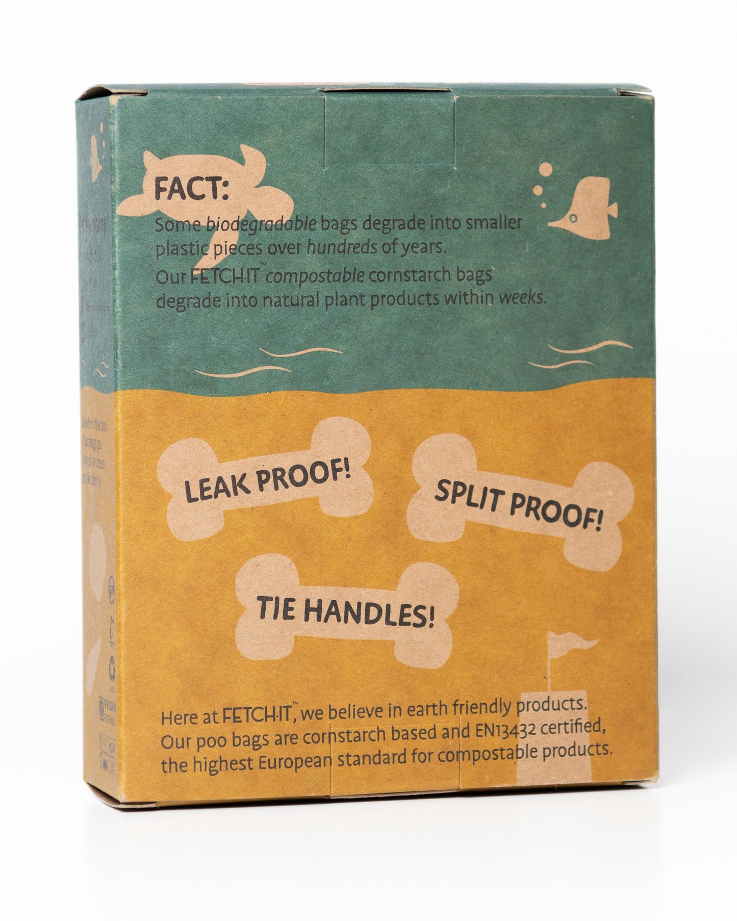 FETCH.IT Ocean Compostable Poo Bags with Tie Handles (120 bags)